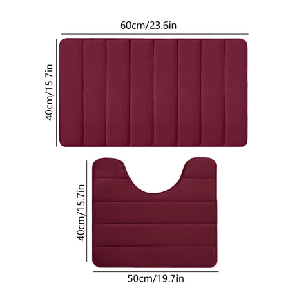 PALIFEUR Memory Foam Toilet Rug, Non-Slip Bathroom Rugs, Toilet Rugs U Shaped Washable, Commode Contour Rug, Soft Comfortable Super Water Absorption #2_Red.
