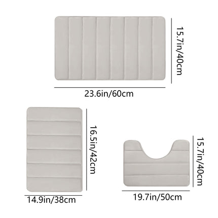 PALIFEUR Memory Foam Toilet Rug, Non-Slip Bathroom Rugs, Toilet Rugs U Shaped Washable, Commode Contour Rug, Soft Comfortable Super Water Absorption #3_Beige.