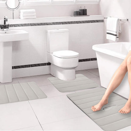 PALIFEUR Memory Foam Toilet Rug, Non-Slip Bathroom Rugs, Toilet Rugs U Shaped Washable, Commode Contour Rug, Soft Comfortable Super Water Absorption #3_Beige.