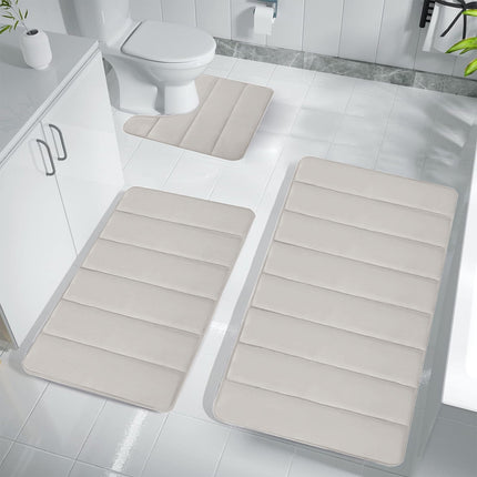 PALIFEUR Memory Foam Toilet Rug, Non-Slip Bathroom Rugs, Toilet Rugs U Shaped Washable, Commode Contour Rug, Soft Comfortable Super Water Absorption #3_Beige.