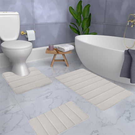 PALIFEUR Memory Foam Toilet Rug, Non-Slip Bathroom Rugs, Toilet Rugs U Shaped Washable, Commode Contour Rug, Soft Comfortable Super Water Absorption #3_Beige.