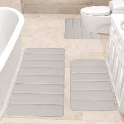 PALIFEUR Memory Foam Toilet Rug, Non-Slip Bathroom Rugs, Toilet Rugs U Shaped Washable, Commode Contour Rug, Soft Comfortable Super Water Absorption #3_Beige.