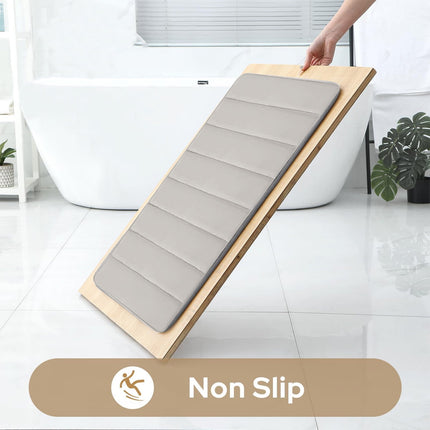 PALIFEUR Memory Foam Toilet Rug, Non-Slip Bathroom Rugs, Toilet Rugs U Shaped Washable, Commode Contour Rug, Soft Comfortable Super Water Absorption #3_Beige.