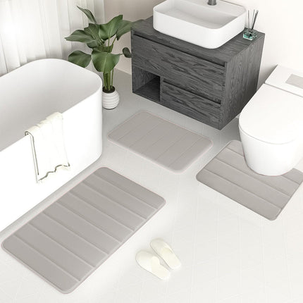 PALIFEUR Memory Foam Toilet Rug, Non-Slip Bathroom Rugs, Toilet Rugs U Shaped Washable, Commode Contour Rug, Soft Comfortable Super Water Absorption #3_Beige.