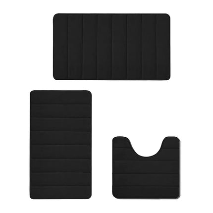 PALIFEUR Memory Foam Toilet Rug, Non-Slip Bathroom Rugs, Toilet Rugs U Shaped Washable, Commode Contour Rug, Soft Comfortable Super Water Absorption #3_Black.