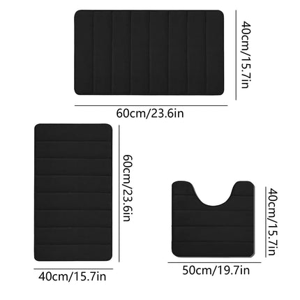 PALIFEUR Memory Foam Toilet Rug, Non-Slip Bathroom Rugs, Toilet Rugs U Shaped Washable, Commode Contour Rug, Soft Comfortable Super Water Absorption #3_Black.