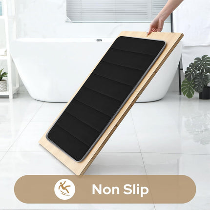 PALIFEUR Memory Foam Toilet Rug, Non-Slip Bathroom Rugs, Toilet Rugs U Shaped Washable, Commode Contour Rug, Soft Comfortable Super Water Absorption #3_Black.