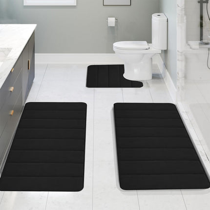 PALIFEUR Memory Foam Toilet Rug, Non-Slip Bathroom Rugs, Toilet Rugs U Shaped Washable, Commode Contour Rug, Soft Comfortable Super Water Absorption #3_Black.