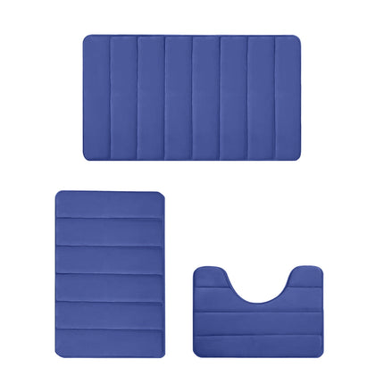 PALIFEUR Memory Foam Toilet Rug, Non-Slip Bathroom Rugs, Toilet Rugs U Shaped Washable, Commode Contour Rug, Soft Comfortable Super Water Absorption #3_Blue.