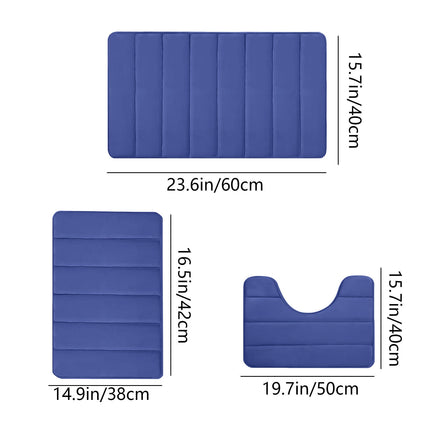 PALIFEUR Memory Foam Toilet Rug, Non-Slip Bathroom Rugs, Toilet Rugs U Shaped Washable, Commode Contour Rug, Soft Comfortable Super Water Absorption #3_Blue.