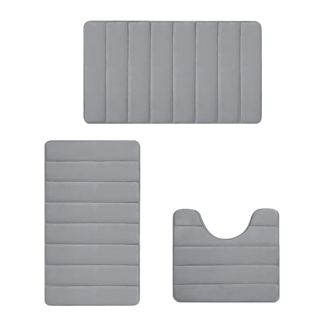 PALIFEUR Memory Foam Toilet Rug, Non-Slip Bathroom Rugs, Toilet Rugs U Shaped Washable, Commode Contour Rug, Soft Comfortable Super Water Absorption #3_Gray.