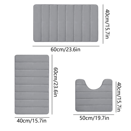 PALIFEUR Memory Foam Toilet Rug, Non-Slip Bathroom Rugs, Toilet Rugs U Shaped Washable, Commode Contour Rug, Soft Comfortable Super Water Absorption #3_Gray.