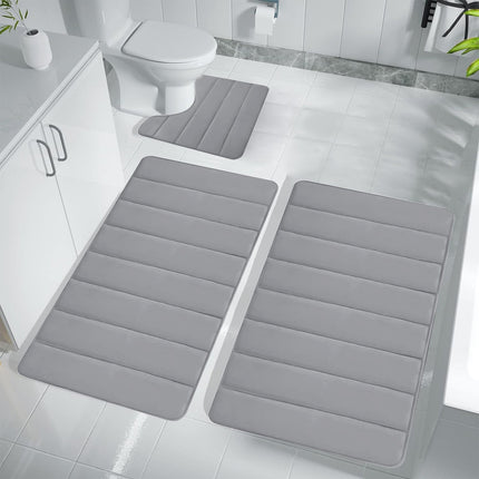 PALIFEUR Memory Foam Toilet Rug, Non-Slip Bathroom Rugs, Toilet Rugs U Shaped Washable, Commode Contour Rug, Soft Comfortable Super Water Absorption #3_Gray.
