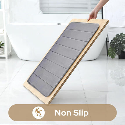 PALIFEUR Memory Foam Toilet Rug, Non-Slip Bathroom Rugs, Toilet Rugs U Shaped Washable, Commode Contour Rug, Soft Comfortable Super Water Absorption #3_Gray.