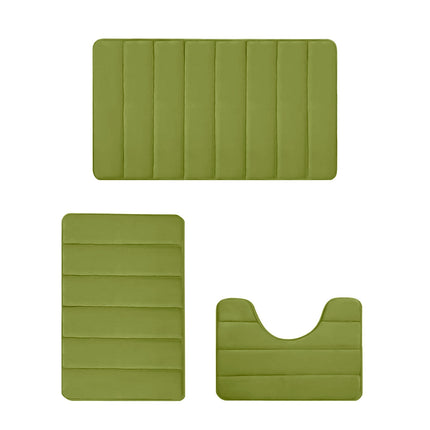 PALIFEUR Memory Foam Toilet Rug, Non-Slip Bathroom Rugs, Toilet Rugs U Shaped Washable, Commode Contour Rug, Soft Comfortable Super Water Absorption #3_Green.
