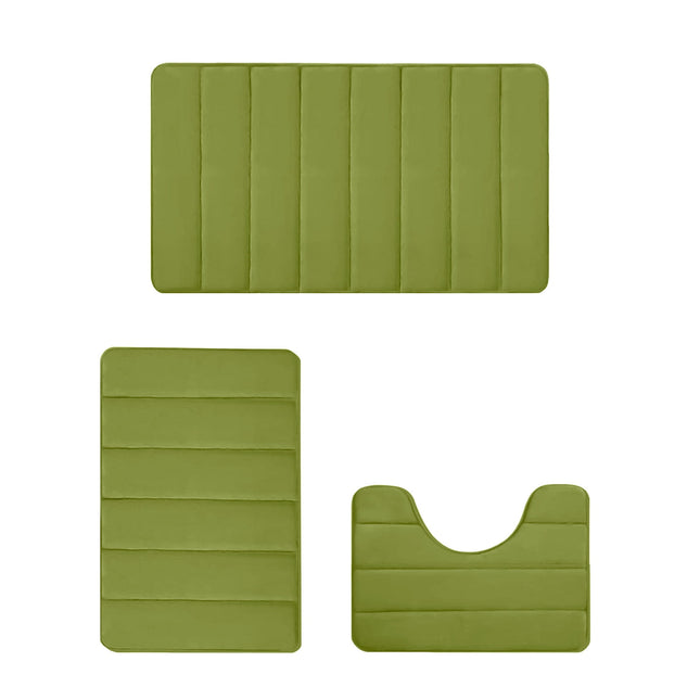 PALIFEUR Memory Foam Toilet Rug, Non-Slip Bathroom Rugs, Toilet Rugs U Shaped Washable, Commode Contour Rug, Soft Comfortable Super Water Absorption #3_Green.