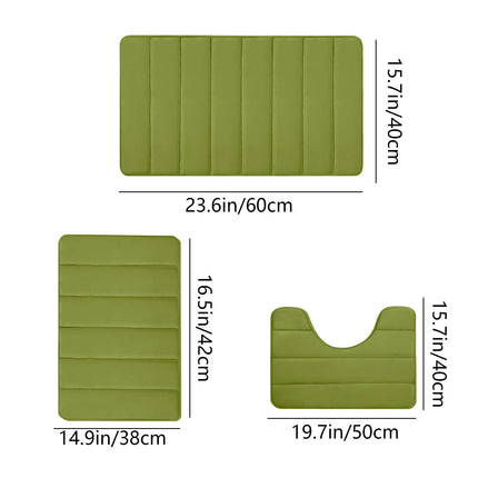 PALIFEUR Memory Foam Toilet Rug, Non-Slip Bathroom Rugs, Toilet Rugs U Shaped Washable, Commode Contour Rug, Soft Comfortable Super Water Absorption #3_Green.