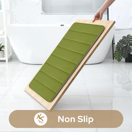 PALIFEUR Memory Foam Toilet Rug, Non-Slip Bathroom Rugs, Toilet Rugs U Shaped Washable, Commode Contour Rug, Soft Comfortable Super Water Absorption #3_Green.