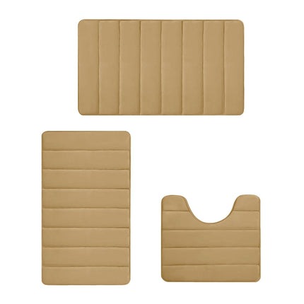 PALIFEUR Memory Foam Toilet Rug, Non-Slip Bathroom Rugs, Toilet Rugs U Shaped Washable, Commode Contour Rug, Soft Comfortable Super Water Absorption #3_Khaki.