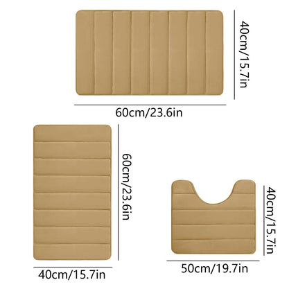 PALIFEUR Memory Foam Toilet Rug, Non-Slip Bathroom Rugs, Toilet Rugs U Shaped Washable, Commode Contour Rug, Soft Comfortable Super Water Absorption #3_Khaki.