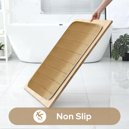 PALIFEUR Memory Foam Toilet Rug, Non-Slip Bathroom Rugs, Toilet Rugs U Shaped Washable, Commode Contour Rug, Soft Comfortable Super Water Absorption #3_Khaki.