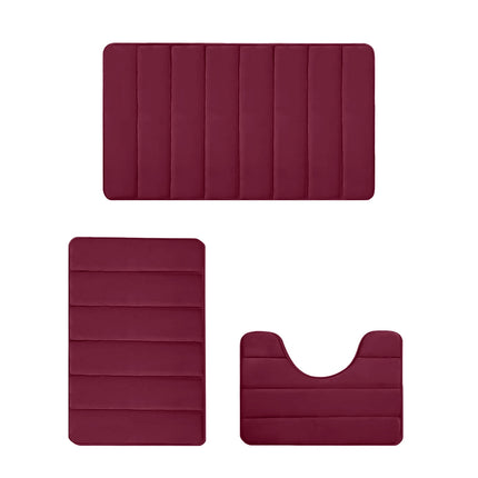 PALIFEUR Memory Foam Toilet Rug, Non-Slip Bathroom Rugs, Toilet Rugs U Shaped Washable, Commode Contour Rug, Soft Comfortable Super Water Absorption #3_Red.