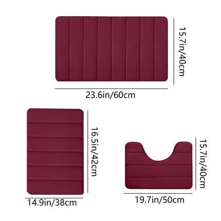PALIFEUR Memory Foam Toilet Rug, Non-Slip Bathroom Rugs, Toilet Rugs U Shaped Washable, Commode Contour Rug, Soft Comfortable Super Water Absorption #3_Red.