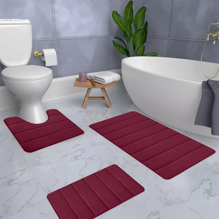 PALIFEUR Memory Foam Toilet Rug, Non-Slip Bathroom Rugs, Toilet Rugs U Shaped Washable, Commode Contour Rug, Soft Comfortable Super Water Absorption #3_Red.