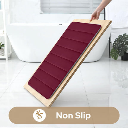 PALIFEUR Memory Foam Toilet Rug, Non-Slip Bathroom Rugs, Toilet Rugs U Shaped Washable, Commode Contour Rug, Soft Comfortable Super Water Absorption #3_Red.
