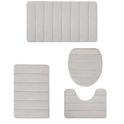 PALIFEUR Memory Foam Toilet Rug, Non-Slip Bathroom Rugs, Toilet Rugs U Shaped Washable, Commode Contour Rug, Soft Comfortable Super Water Absorption #4_Beige.