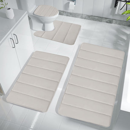 PALIFEUR Memory Foam Toilet Rug, Non-Slip Bathroom Rugs, Toilet Rugs U Shaped Washable, Commode Contour Rug, Soft Comfortable Super Water Absorption #4_Beige.