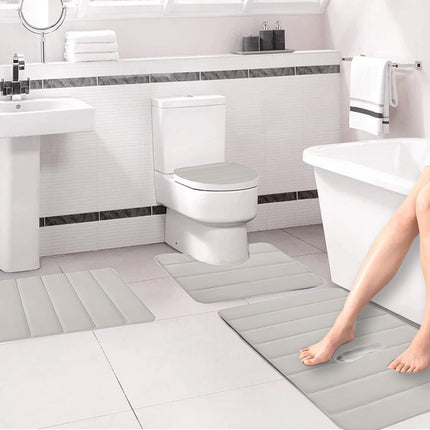 PALIFEUR Memory Foam Toilet Rug, Non-Slip Bathroom Rugs, Toilet Rugs U Shaped Washable, Commode Contour Rug, Soft Comfortable Super Water Absorption #4_Beige.
