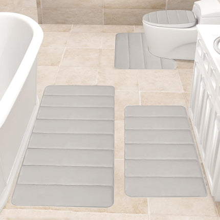 PALIFEUR Memory Foam Toilet Rug, Non-Slip Bathroom Rugs, Toilet Rugs U Shaped Washable, Commode Contour Rug, Soft Comfortable Super Water Absorption #4_Beige.