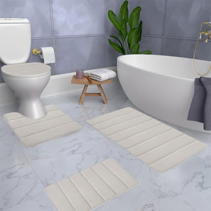 PALIFEUR Memory Foam Toilet Rug, Non-Slip Bathroom Rugs, Toilet Rugs U Shaped Washable, Commode Contour Rug, Soft Comfortable Super Water Absorption #4_Beige.