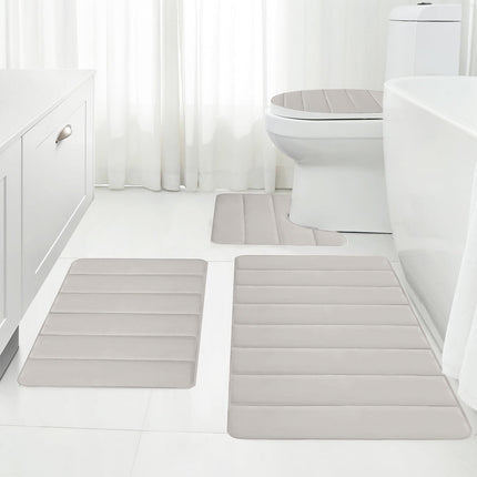 PALIFEUR Memory Foam Toilet Rug, Non-Slip Bathroom Rugs, Toilet Rugs U Shaped Washable, Commode Contour Rug, Soft Comfortable Super Water Absorption #4_Beige.