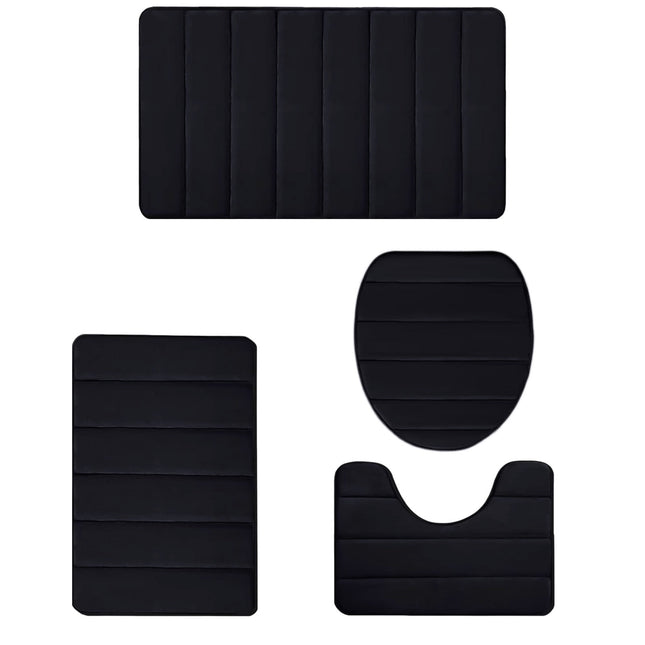 PALIFEUR Memory Foam Toilet Rug, Non-Slip Bathroom Rugs, Toilet Rugs U Shaped Washable, Commode Contour Rug, Soft Comfortable Super Water Absorption #4_Black.