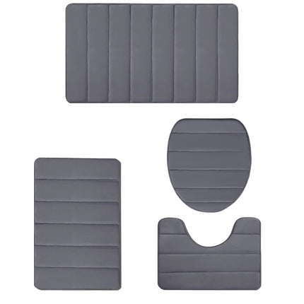 PALIFEUR Memory Foam Toilet Rug, Non-Slip Bathroom Rugs, Toilet Rugs U Shaped Washable, Commode Contour Rug, Soft Comfortable Super Water Absorption #4_Dark Gray.