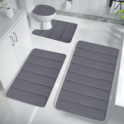 PALIFEUR Memory Foam Toilet Rug, Non-Slip Bathroom Rugs, Toilet Rugs U Shaped Washable, Commode Contour Rug, Soft Comfortable Super Water Absorption #4_Dark Gray.