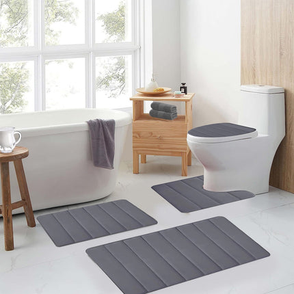 PALIFEUR Memory Foam Toilet Rug, Non-Slip Bathroom Rugs, Toilet Rugs U Shaped Washable, Commode Contour Rug, Soft Comfortable Super Water Absorption #4_Dark Gray.