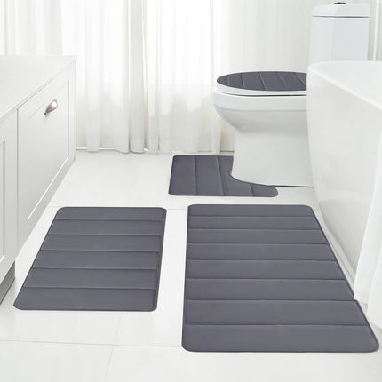 PALIFEUR Memory Foam Toilet Rug, Non-Slip Bathroom Rugs, Toilet Rugs U Shaped Washable, Commode Contour Rug, Soft Comfortable Super Water Absorption #4_Dark Gray.