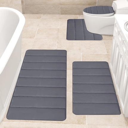 PALIFEUR Memory Foam Toilet Rug, Non-Slip Bathroom Rugs, Toilet Rugs U Shaped Washable, Commode Contour Rug, Soft Comfortable Super Water Absorption #4_Dark Gray.