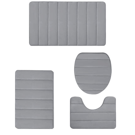 PALIFEUR Memory Foam Toilet Rug, Non-Slip Bathroom Rugs, Toilet Rugs U Shaped Washable, Commode Contour Rug, Soft Comfortable Super Water Absorption #4_Gray.