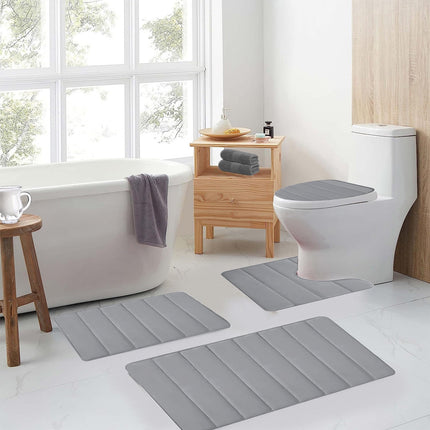 PALIFEUR Memory Foam Toilet Rug, Non-Slip Bathroom Rugs, Toilet Rugs U Shaped Washable, Commode Contour Rug, Soft Comfortable Super Water Absorption #4_Gray.