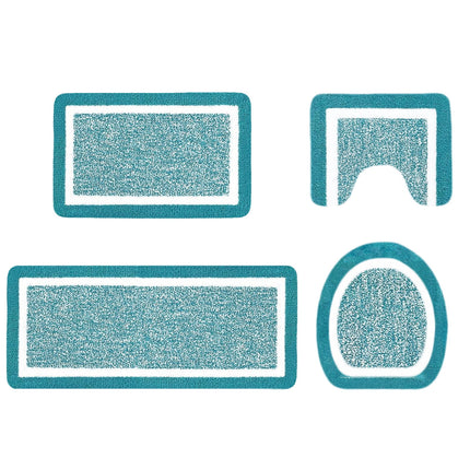 PALIFEUR Bathroom Rugs Sets, Non-Slip Bath Mat Set 4 Piece, Soft Comfortable Washable Bathroom Mat Set, Quicker Dry Bathroom Rug with Toilet Rug Blue.