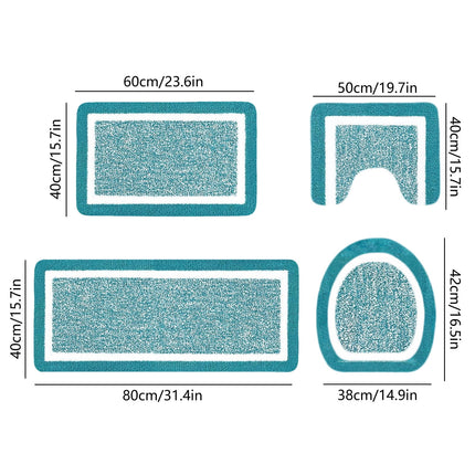 PALIFEUR Bathroom Rugs Sets, Non-Slip Bath Mat Set 4 Piece, Soft Comfortable Washable Bathroom Mat Set, Quicker Dry Bathroom Rug with Toilet Rug Blue.