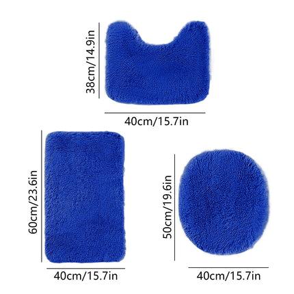 PALIFEUR Bathroom Rugs Sets, Non-Slip Bath Mat Set 3 Piece, Soft Comfortable Washable Bathroom Mat Set, Quicker Dry Bathroom Rug with Toilet Rug Blue.