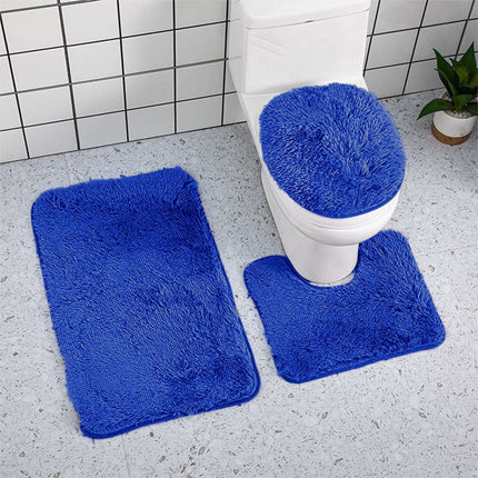 PALIFEUR Bathroom Rugs Sets, Non-Slip Bath Mat Set 3 Piece, Soft Comfortable Washable Bathroom Mat Set, Quicker Dry Bathroom Rug with Toilet Rug Blue.