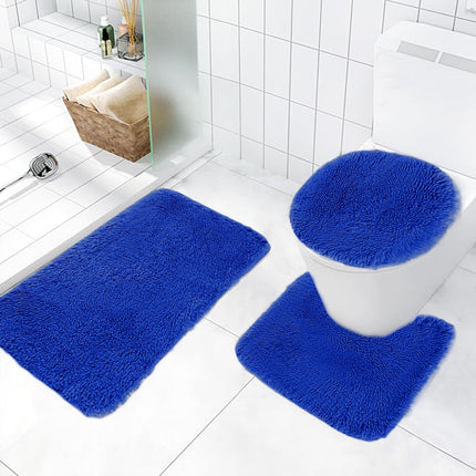PALIFEUR Bathroom Rugs Sets, Non-Slip Bath Mat Set 3 Piece, Soft Comfortable Washable Bathroom Mat Set, Quicker Dry Bathroom Rug with Toilet Rug Blue.
