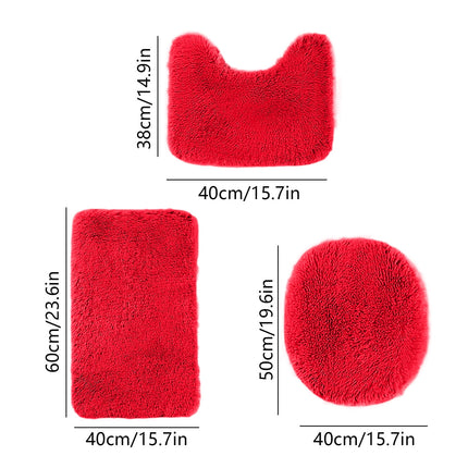 PALIFEUR Bathroom Rugs Sets, Non-Slip Bath Mat Set 3 Piece, Soft Comfortable Washable Bathroom Mat Set, Quicker Dry Bathroom Rug with Toilet Rug Red.