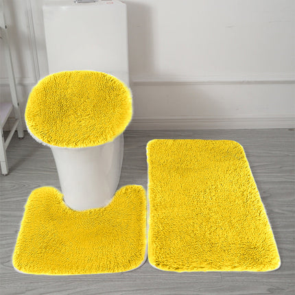 PALIFEUR Bathroom Rugs Sets, Non-Slip Bath Mat Set 3 Piece, Soft Comfortable Washable Bathroom Mat Set, Quicker Dry Bathroom Rug with Toilet Rug Yellow.